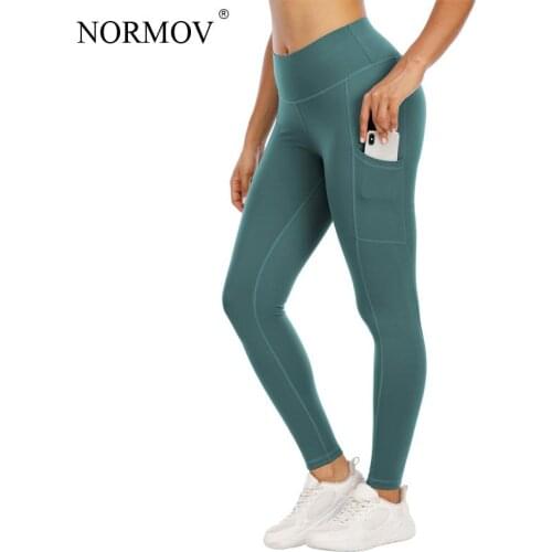 NORMOV Women Sport Leggings Workout High Waist Fitness Leggings with Pockets Gym Seamless Push Up Leggings Women
