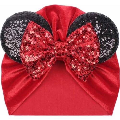 5'' Sequin Hair Bow 2020 Mouse Ears Velvet Head Wrap Classic Turban For Girls Glitter Elastic Headband Kids Hair Accessories
