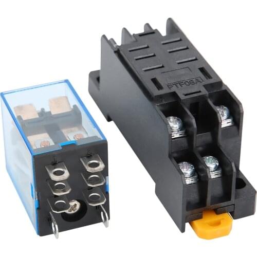 10 Sets 8 Pin Power Relay with Base DC Coil Power Relay Universal Electrical Equipment Supplies