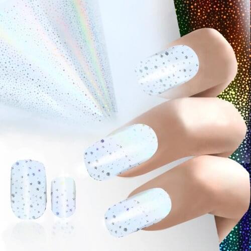 100cmx4cm Laser Glitter Transparent Nail Art Transfer Foil Sticker DIY Nail Beauty Decorations