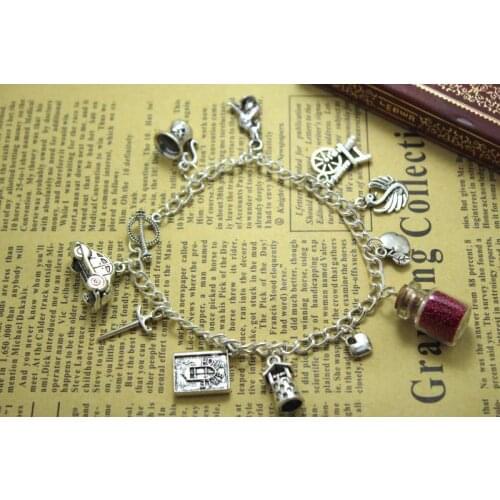 12pcs/lot Once Upon a Time Bracelet 11 Charms including a Vial of True Love , Storybrooke Charms bracelets