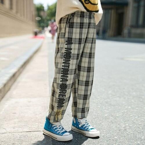 2021 Fall Girls Plaid Straight Pants 8 10 12 years Teen Girls Fashion Casual Harem Trousers