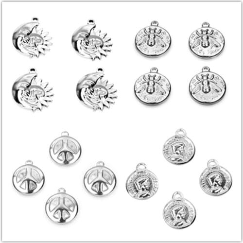 5Pcs/lot New Arrival Moon Star Round Multi Style Stainless Steel For Necklace Pendant Charms Diy Jewelry Making