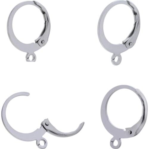50pcs 316 Stainless Steel Ear Hook For Jewelry Making 12mm Metal Earrings With a Loop DIY Jewelry Findings