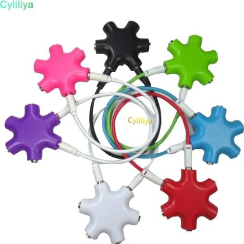 100pcs 1 to 5 3.5Mm Audio Cable Earphone Splitter Adapter, 6Way Headphone Multi Splitter audio adapter earphone 3.5HUB