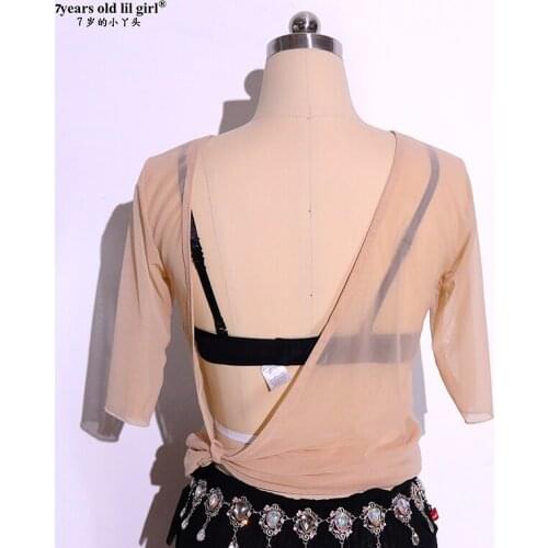 7years Old Lil Girl Women Tribal Belly Dance Mesh Top Costume Short Sleeve CLL20