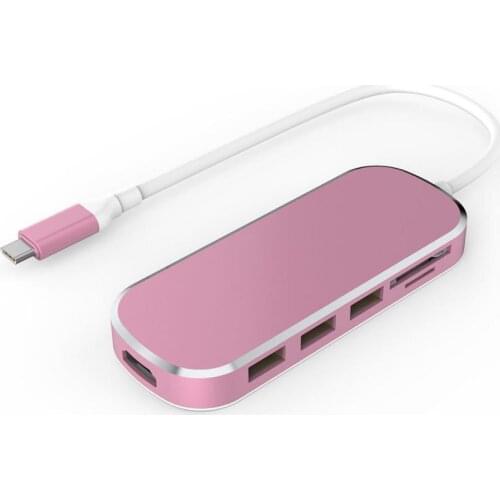 7-in-1 USB Type C Converter USB-C to 4K HDMI / 3 USB3.0 / SD/TF Card Reader/ PD Charging For Macbook Pro, Google Chromebook,Dell