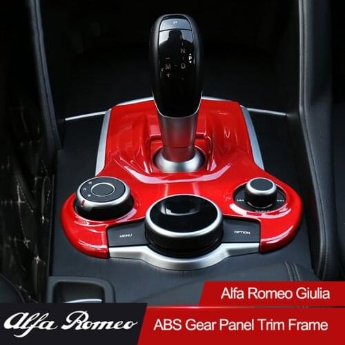 TAJIAN ABS Carbon Fiber Car Gear Shift Panel Frame Cover Sticker Trim Styling Decor Accessories For Alfa Romeo Giulia/Stelvio