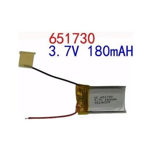 Free shipping 2pcs/lot 3.7V 651730 180mAh polymer lithium battery li-ion rechargeable battery