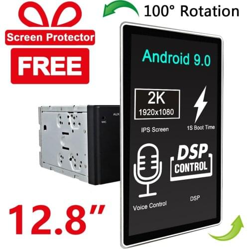 Carbar 12.8" Tesla Style Rotation IPS Screen 2 Din Universal Android 9.0 Car DVD GPS Player Radio Car Stereo Voice Control