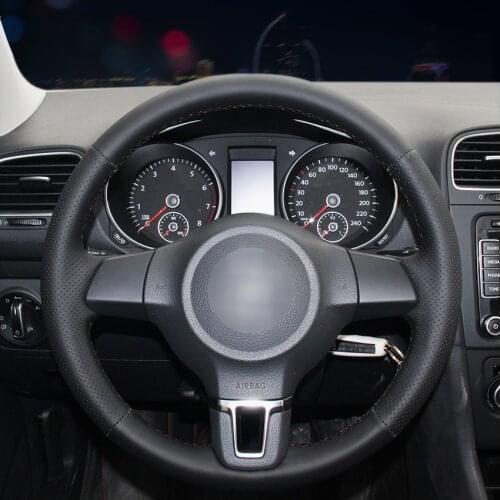 Black Artificial Leather Car Steering Wheel Cover for Volkswagen Golf 6 Mk6 VW Polo MK5 2010-2013