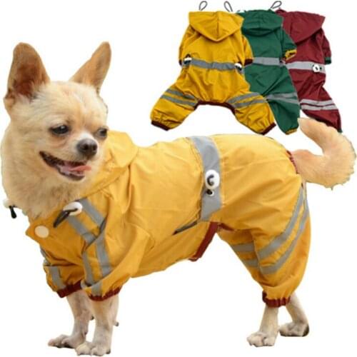 Pet Dog Raincoat Waterproof Hooded Small Dog Clothes Outdoor Coat Rain Jacket Reflective Puppy Dog Umbrella Poncho Breathable