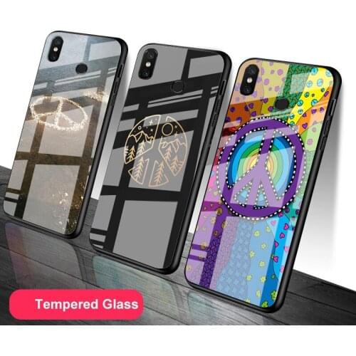 Hippie Psychedelic Art Peace Tempered Glass Phone Case For Redmi Note 5 6 7 8 9 Pro Note8T Note9S Redmi8 9 Cover Shell