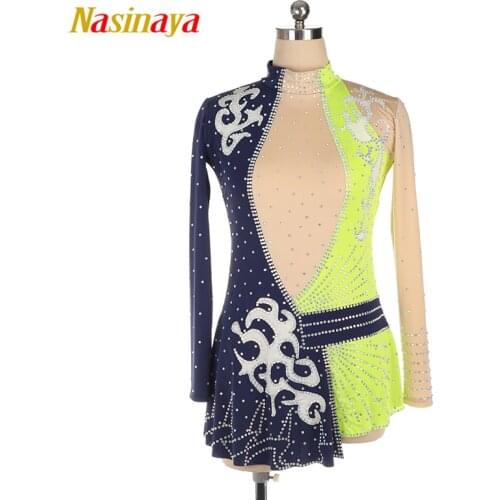 Customized Rhythmic Gymnastic Dress Leotards Bodysuit Artistic Gymnastics Dress Training Performance Woman Girl Rhinestones