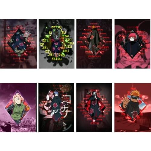 The New8 Types Naruto Comics Pictures Wall Paintings Figure Poster Exquisite CanvasWall Sticker Kid Bedroom Room Decoration