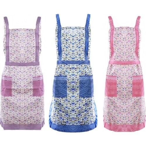 Cooking Kitchen Aprons For Woman Waiter Cafe Shop BBQ Hairdresser Aprons Cotton Polyester Blend Anti-wear Kitchen Apron