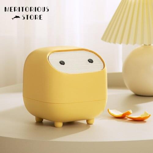 Cute Small Mini Ninja Desktop Trash Can Dust Bin Garbage Basket with Lid for Desk Car Bedroom Office Kids Room Office Household