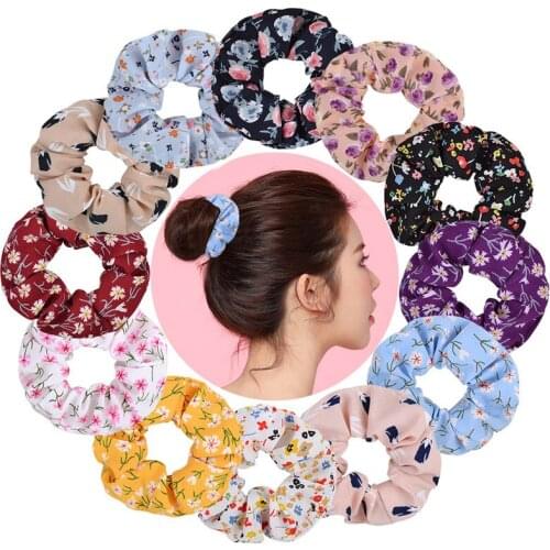 12pcs/Lot Fashion Women Girls Summer Hair Scrunchies Rubber Bands Long Ponytail Holders Turban Bandage Hair Accessories