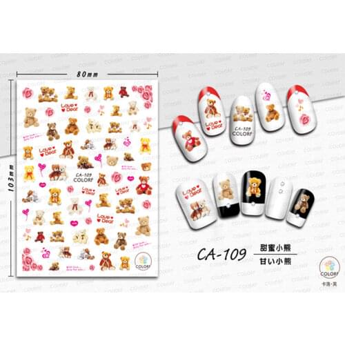 CA109-117 Snowflake Bear nail art sticker