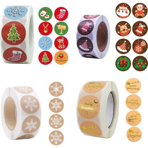 500pcs Merry Christmas Stickers Christmas Tree Elk Candy Bag Sealing Sticker Christmas Gifts Box Labels Decorations New Year