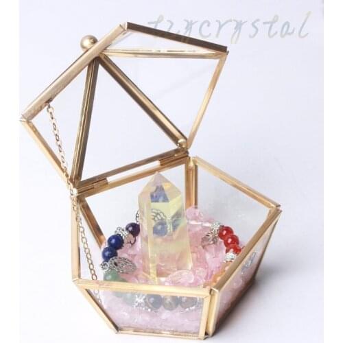 Natural Geometric Jewelry Box Crystal Degaussing Wand Chakra Bracelet Gift