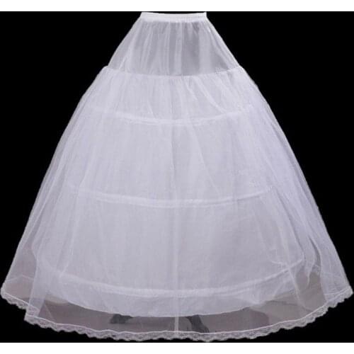 Hoopless/3-Hoop Underskirt Petticoat Wedding Prom Dress White Crinoline