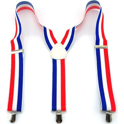 New 3.5cm wide 5 Stripes suspenders men Mens Unisex Clip-on Braces Elastic suspensorio Fashion "Blue/White/Red flag" suspender