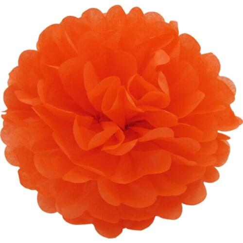 10 pieces per lot deep orange salmon color Tissue Paper Pom Poms DIY Paper Flowers Halloween Hanging Decor Favor