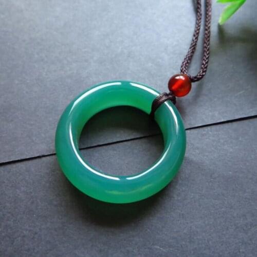 Natural Agate Chalcedony Peace-buckle Jade Pendant Jewelry Lucky Auspicious Amulet Peach blossom Jade Pendant Fine Jewelry