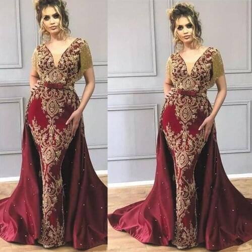 SuperKimJo Tassel Prom Dresses with Detachable Skirt Burgundy Lace Applique Beaded Vintage Modest Prom Gown Vestido De Longo