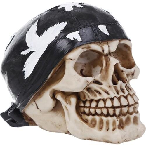 Moquerry Gothic Pirate Skull Decoration With Scarf Buccaneering Credentials Day Dead Skeleton Bobblehead Figure Skull Halloween