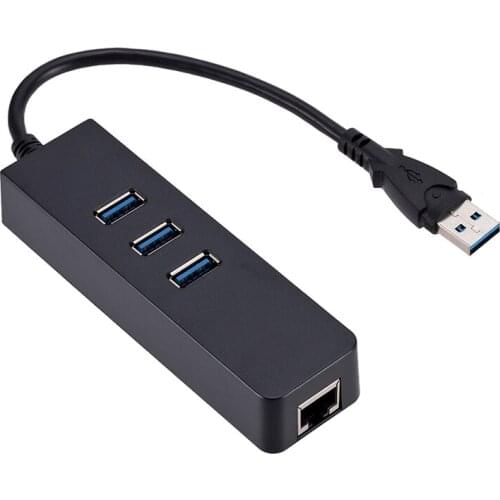 USB Gigabit Ethernet Adapter 3 Ports USB 3.0 HUB USB to Rj45 Lan Network Card for Macbook Mac Desktop + Micro USB Charger Cable