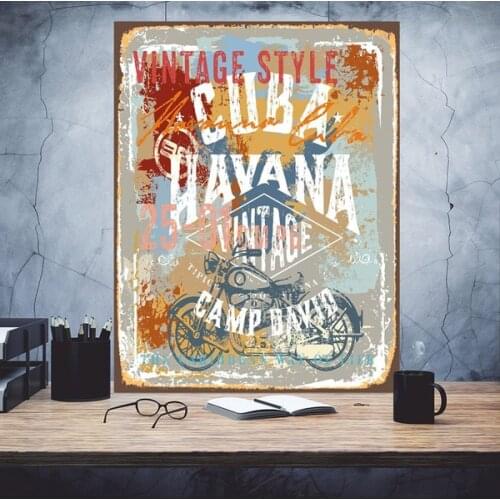 Carribean Cuba Vintage Panama Vintage Motorcycle Tin Sign Metal Sign Metal Poster Metal Decor Metal Painting