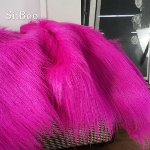 High grade 7cm long hair rose red faux fur fabric for winter coat,vest,cosplay stage decor free shipping 150*50cm 1piece SP2576