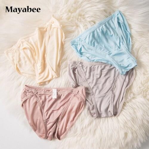 High-End Silk Underwear Womens Low-Waist Seamless Bow Breathable Briefs 2021 Spring And Summer New Products