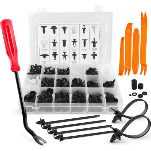 Auto Fastener Clip Mixed Car Body Push Retainer Pin Rivet Bumper Door Trim Panel Retainer Fastener Kit Removal Tool Cable Ties