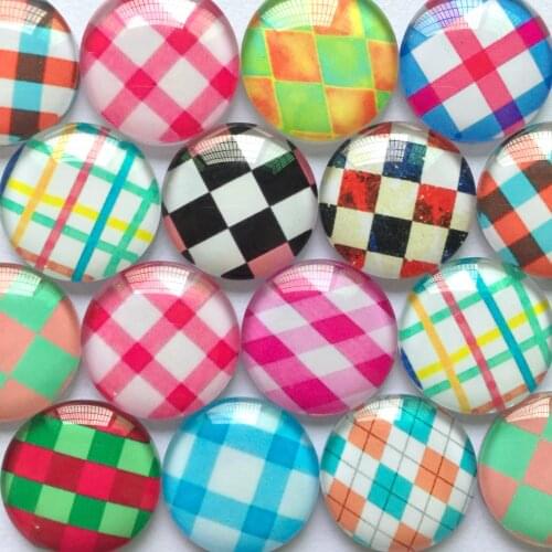 ZEROUP 12mm 20mm Round Photo Glass Cabochon Mixed Pattern Fit Cameo Base Setting for Jewelry Flatback TP-183