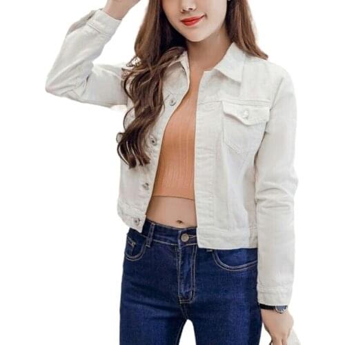 Korean Style Womens Casual Long Sleeve Denim Jacket Coat