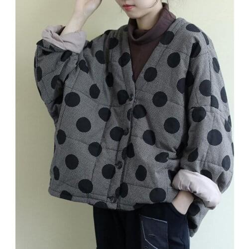 Aransue Cotton Padded Jacket Women Autumn Winter Coat Korean Version Loose Point Wadded Outwear Short Design Warm Top