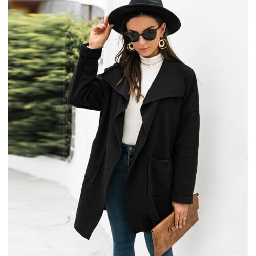 Women Long Sleeve New Coat Open Front Loose Pocket Causal Lightweight Kimono Cardigan Coat Fast Free Shipping Ropa Mujer 2021