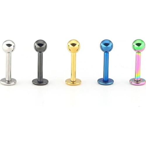 1Piece 316L Surgical Steel Titanium Anodized Labret Lip Stud Ring Ear Tragus Stud Barbell Body Piercing Jewelry