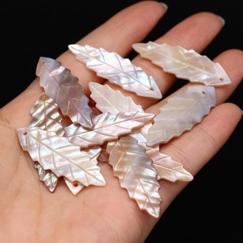 10Pcs Natural Freshwater White Shell Pendant Leaf-Shaped Loose Beads For Jewelry Making DIY Necklace Earrings Accessory
