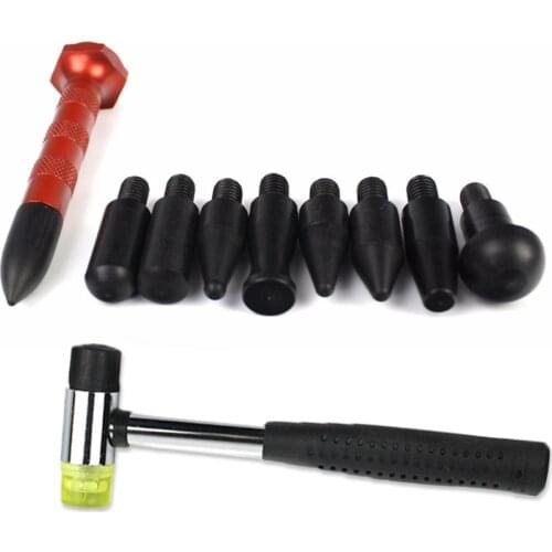 11Pcs/Set Car Flattening Pen Car Dent Repair Tool Reverse Hammer Paintless Dents Remover Flattening Pen With 9 Heads Repair Kits