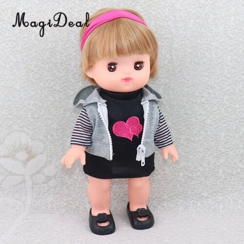 3Pcs Lovely Clothes Suit Tops Hoody Vest Headband for 25cm Mellchan Doll Accessories