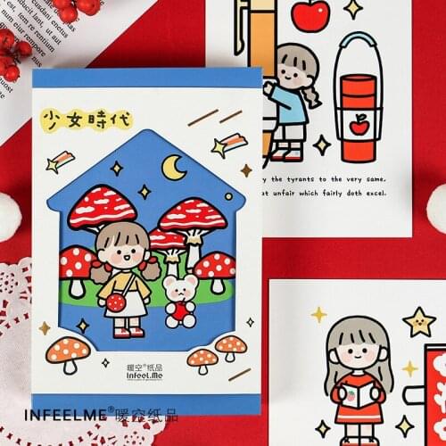 30 Sheets Girlish Style Paper Postcard DIY Watercolor Cartoon Girl Greeting Cards Message Card Journal Decoration