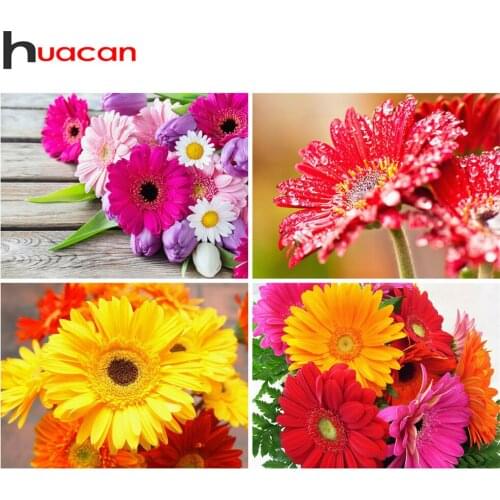 Huacan 5d Diy Diamond Painting Daisy Flower Mosaic Color Floral Diamond Art Embroidery Cross Stitch Chrysanthemum Home Decor