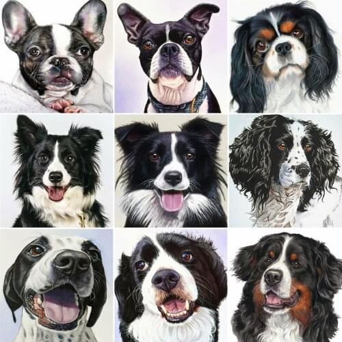 AZQSD Diamond Embroidery Dog Mosaic Full Drill Rhinestones Diamond Painting Animal Cross Stitch Handicraft Gift Home Decor