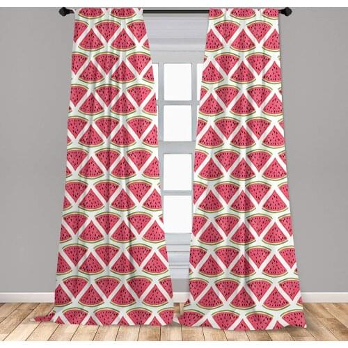 Watermelon Curtain Watermelons Retro Style Slice Fresh Tropical Fruit in Watercolors Window Treatment Living Room Bedroom