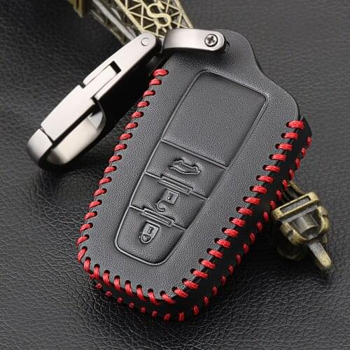 Car Genuine Leather Key Holder Cover Case Shell Chain For Toyota Camry Corolla C-HR CHR Prado 2018 Key Protection
