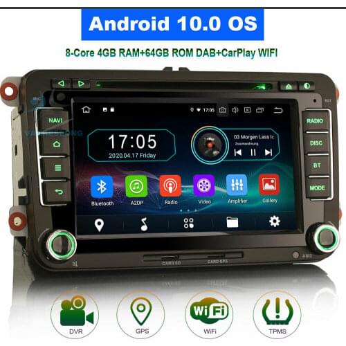 7" Android 10.0 Bluetooth Head Unit DVD MP5 Player WIFI Radio GPS SAT NAVI for VW SKODA Roomster Fabia Combi Octavia Yeti Superb